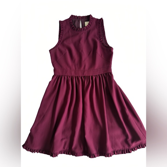 Kate Spade Ruffle Trim Fit & Flare Dress Deep Cherry Red Size 14 Career Preppy - Picture 4 of 14